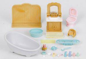 SYLVANIAN FAMILIES COUNTRY BATHROOM SET (WITH CAT SISTER) [5165]