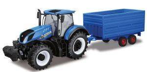    BBURAGO NEW HOLLAND FARM TRACTOR WITH HAY TRAILER 1:32