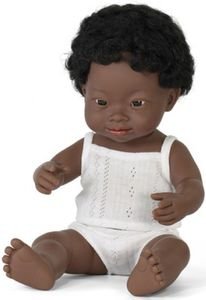 MINILAND ΚΟΥΚΛΑ MINILAND AFRICAN BOY DOWN SYNDROME 38CM ΜΕ ΕΣΩΡΟΥΧΑ