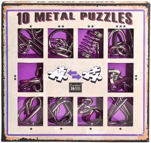 SET OF 10 METAL PUZZLES PURPLE EUREKA