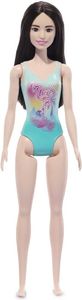 BARBIE: BEACH BLACK HAIR DOLL WEARING TROPICAL BLUE SWIMSUIT