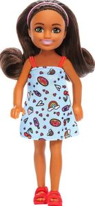 BARBIE: CHELSEA WITH BLUE DRESS, HEADBAND & BROWN HAIR MINI DOLL