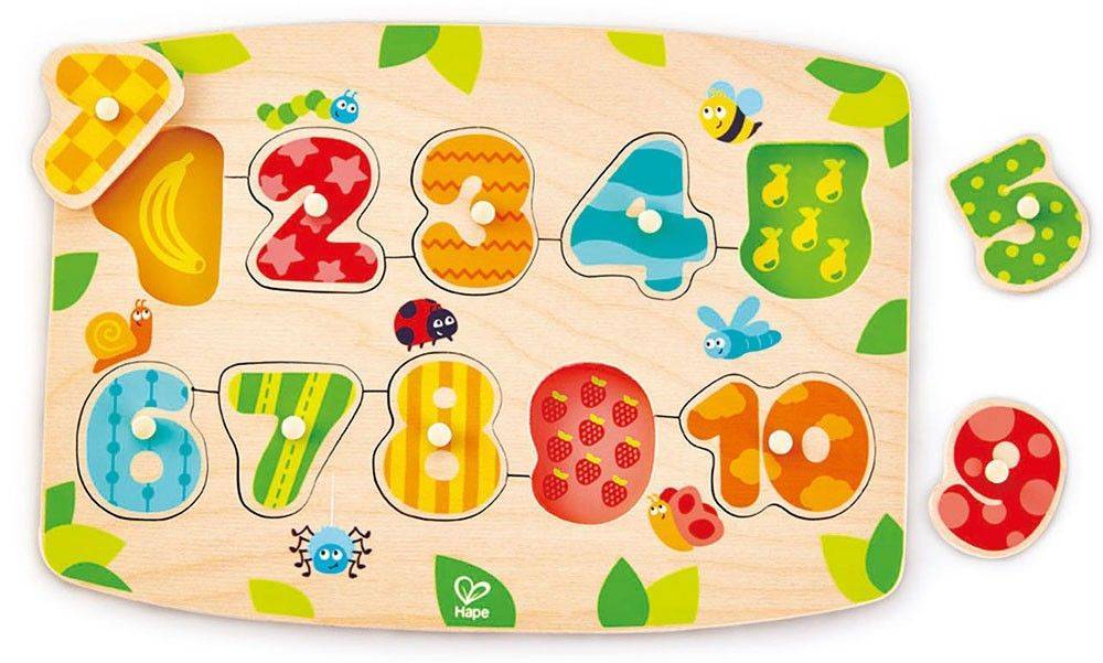 HAPE ΞΥΛΙΝΟ ΠΑΖΛ ΑΡΙΘΜΩΝ ΚΑΙ ΧΡΩΜΑΤΩΝ HAPE NUMBER PEG PUZZLE 11ΤΜΧ