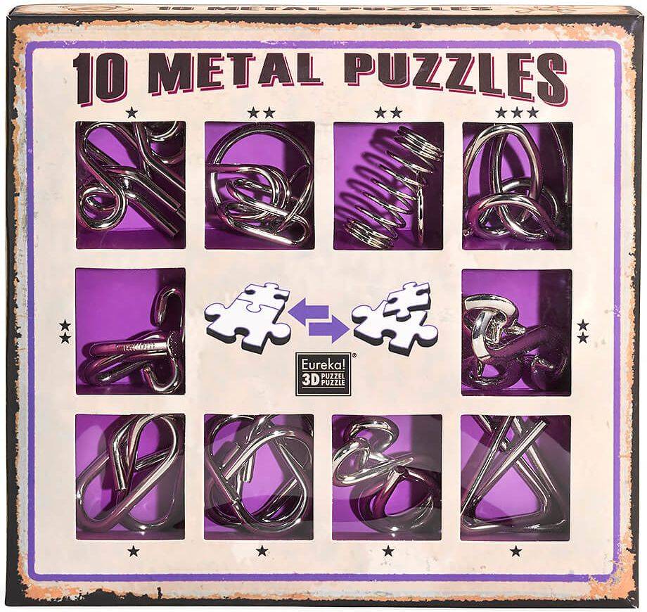 SET OF 10 METAL PUZZLES PURPLE EUREKA