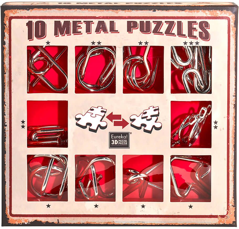 EUREKA SET OF 10 METAL PUZZLES RED EUREKA