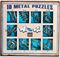 SET OF 10 METAL PUZZLES BLUE EUREKA