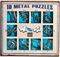 SET OF 10 METAL PUZZLES BLUE EUREKA