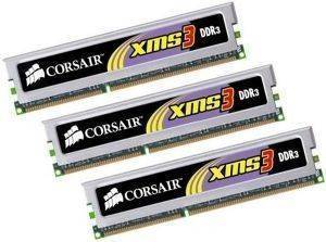 CORSAIR TR3X6G1333C9 XMS3 DDR3 6GB (3X2GB) PC3-10666 (1333MHZ) TRIPLE CHANNEL KIT CORSAIR TR3X6G1333C9 XMS3 DDR3 6GB (3X2GB) PC3-10666 (1333MHZ) TRIPLE CHANNEL KIT