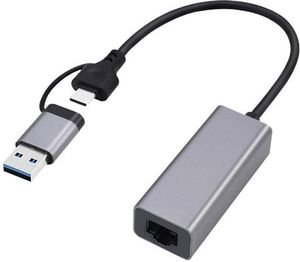 CABLEXPERT USB 3.1 + TYPE-C GIGABIT NETWORK ADAPTER, SPACE GREY