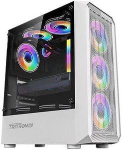 ARMAGGEDDON GAMING PC CASE WITH 4 ARGB FANS TRITRON PRO 100 WHITE TRITRON100PRO-W