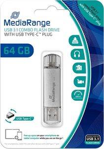MEDIARANGE MR937 64GB USB 3.1 COMBO FLASH DRIVE WITH USB TYPE-C PLUG MEDIARANGE MR937 64GB USB 3.1 COMBO FLASH DRIVE WITH USB TYPE-C PLUG