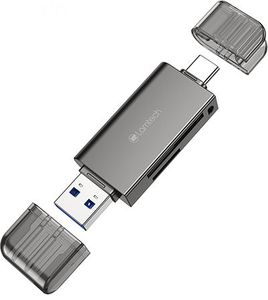 LAMTECH USB/TYPE-C 3.0 HIGH SPEED CARD READER METAL GREY LAM113362