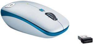 LOGITECH V550 NANO CORDLESS LASER MOUSE BLUE GRAY