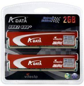 ADATA 2GB (2X1GB) DDR2 PC2-6400 VITESTA EXTREME SERIES 800MHZ DUAL CHANNEL KIT ADATA 2GB (2X1GB) DDR2 PC2-6400 VITESTA EXTREME SERIES 800MHZ DUAL CHANNEL KIT