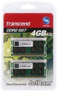 TRANSCEND JM667QSU-4GK 4GB (2X2GB) SO-DIMM DDR2 PC2-5300 667MHZ DUAL CHANNEL KIT TRANSCEND JM667QSU-4GK 4GB (2X2GB) SO-DIMM DDR2 PC2-5300 667MHZ DUAL CHANNEL KIT