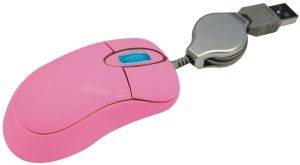 SWEEX MINI OPTICAL MOUSE RETRACTABLE CABLE USB PINK