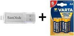 SANDISK USB MICRO SKIN 4GB + 6AA VARTA