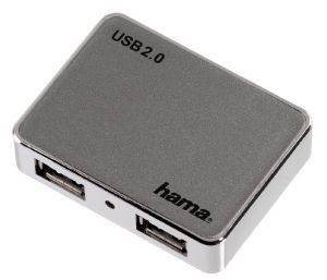 HAMA 54107 USB 2.0 HUB 1:4 ANTHRACITE/CHROME BUS POWERED