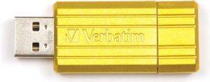 VERBATIM 4GB USB 2.0 DRIVE STORE N GO PINSTRIPE YELLOW