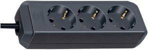 BRENNENSTUHL ECO LINE 3SOCKET BLACK