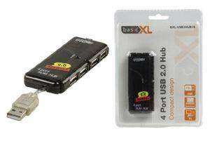 BASICXL BXL-USB2HUB1B 4 PORT USB2.0 HUB COMPACT DESIGN BLACK