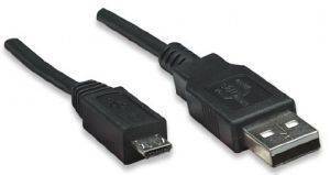 MANHATTAN 307178 HI-SPEED USB2.0 DEVICE CABLE A MALE TO MICRO B MALE 1.8M BLACK