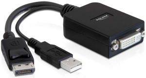 DELOCK ADAPTER DISPLAYPORT 20PIN + USB2.0 TO DVI 24+5