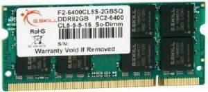 G.SKILL FA-6400CL5S-2GBSQ 2GB SO-DIMM DDR2 PC2-6400 800MHZ FOR MAC
