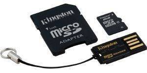 KINGSTON MBLY4G2/8GB 8GB MICROSDHC CLASS 4 + SD ADAPTER + USB ADAPTER