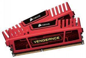 CORSAIR CMZ8GX3M2A1600C9R VENGEANCE 8GB (2X4GB) PC3-12800 DUAL CHANNEL KIT RED