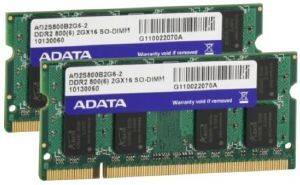 ADATA AD2S800B2G6-2 4GB (2X2GB) SO-DIMM DDR2 800MHZ DUAL CHANNEL KIT ADATA AD2S800B2G6-2 4GB (2X2GB) SO-DIMM DDR2 800MHZ DUAL CHANNEL KIT