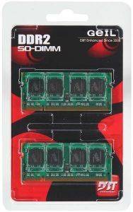 GEIL AD2800002GOS2 4GB (2X2GB) SO-DIMM DDR2 PC2-6400 800MHZ DUAL CHANNEL KIT