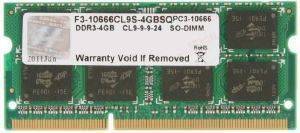 G.SKILL F3-10666CL9S-4GBSQ 4GB SO-DIMM DDR3 PC3-10666 1333MHZ G.SKILL F3-10666CL9S-4GBSQ 4GB SO-DIMM DDR3 PC3-10666 1333MHZ
