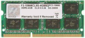 G.SKILL F3-10666CL9S-4GBSQ 4GB SO-DIMM DDR3 PC3-10666 1333MHZ