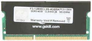 G.SKILL F3-12800CL9S-4GBSK 4GB SO-DIMM DDR3 PC3-12800 1600MHZ G.SKILL F3-12800CL9S-4GBSK 4GB SO-DIMM DDR3 PC3-12800 1600MHZ