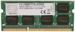 G.SKILL F3-1600C11S-8GSQ 8GB SO-DIMM DDR3 PC3-12800 1600MHZ