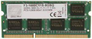 G.SKILL F3-1600C11S-8GSQ 8GB SO-DIMM DDR3 PC3-12800 1600MHZ G.SKILL F3-1600C11S-8GSQ 8GB SO-DIMM DDR3 PC3-12800 1600MHZ