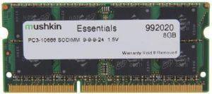 MUSHKIN 992020 8GB SO-DIMM DDR3 PC3-10666 1333MHZ ESSENTIALS SERIES MUSHKIN 992020 8GB SO-DIMM DDR3 PC3-10666 1333MHZ ESSENTIALS SERIES
