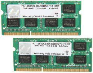 G.SKILL F3-12800CL9D-8GBSQ 8GB (2X4GB) SO-DIMM DDR3 PC3-12800 1600MHZ DUAL CHANNEL KIT