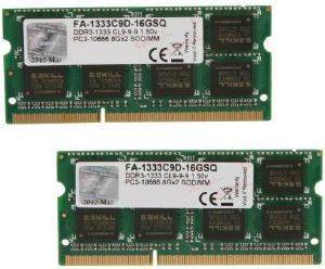 G.SKILL FA-1333C9D-16GSQ 16GB (2X8GB) SO-DIMM DDR3 PC3-10666 1333MHZ FOR MAC DUAL CHANNEL KIT