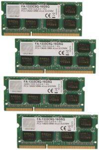 G.SKILL FA-1333C9Q-16GSQ 16GB (4X4GB) SO-DIMM DDR3 PC3-10666 1333MHZ FOR MAC QUAD CHANNEL KIT