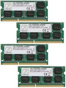 G.SKILL FA-1333C9Q-32GSQ 32GB (4X8GB) SO-DIMM DDR3 PC3-10666 1333MHZ FOR MAC QUAD CHANNEL KIT