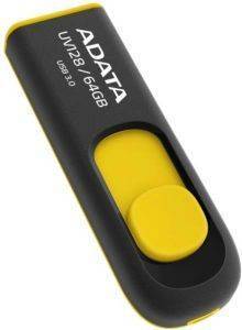 ADATA DASHDRIVE UV128 64GB USB3.0 FLASH DRIVE BLACK/YELLOW