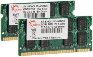 G.SKILL FA-5300CL5D-4GBSQ 4GB (2X2GB) SO-DIMM DDR2 PC2-5300 667MHZ DUAL CHANNEL KIT FOR MAC