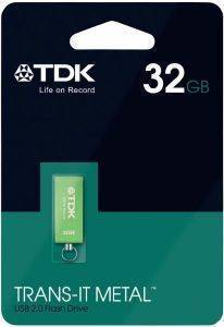 TDK TRANS-IT METAL 32GB USB2.0 FLASH DRIVE GREEN