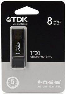 TDK TF20 USB2.0 FLASH DRIVE 8GB BLACK TDK TF20 USB2.0 FLASH DRIVE 8GB BLACK