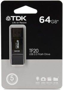 TDK TF20 USB2.0 FLASH DRIVE 64GB BLACK TDK TF20 USB2.0 FLASH DRIVE 64GB BLACK