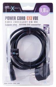 NATEC NKA-0528 EXTREME MEDIA POWER CORD VDE EURO/IEC320 C13 1.8M