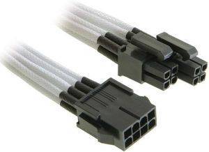 NZXT 4+4-PIN ATX/EPS EXTENSION 25CM BLACK HSG - SLEEVED WHITE