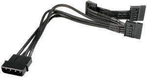 NZXT MOLEX TO 3X SATA ADAPTER 20CM BLACK HSG - SLEEVED BLACK